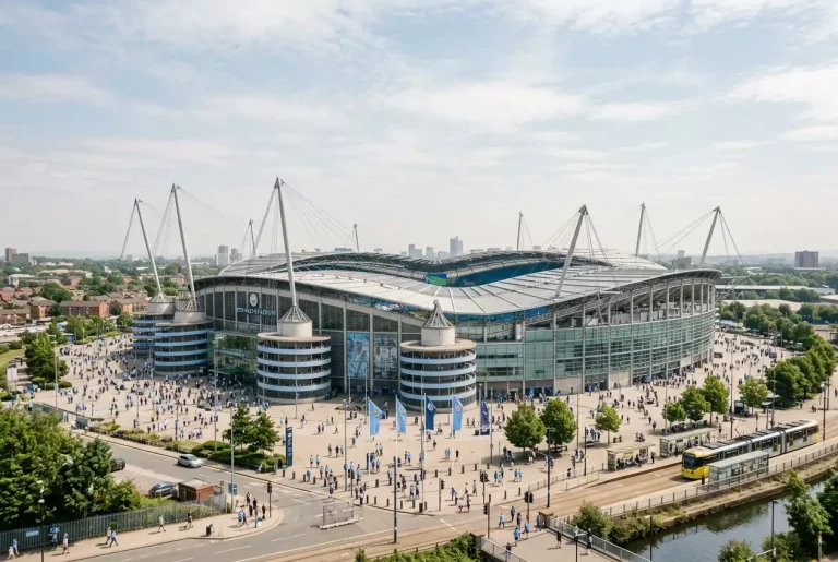 Vue extérieure de l'Etihad Stadium de Manchester City