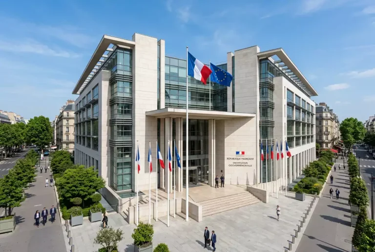 Bâtiment institutionnel français symbolisant la régulation des jeux en ligne
