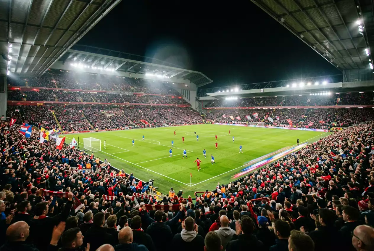 Vue panoramique d'un stade de Premier League lors d'un match de football