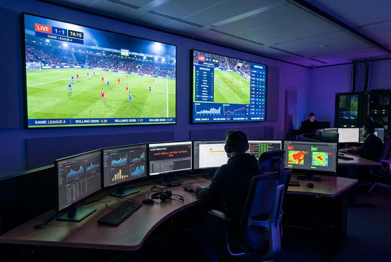 Salle de contrôle de surveillance de l'intégrité des matchs de football